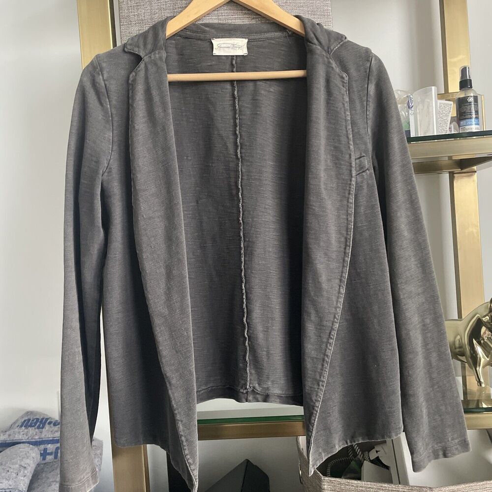 American Vintage Gray Knit Blazer Jacket Size Small Cotton